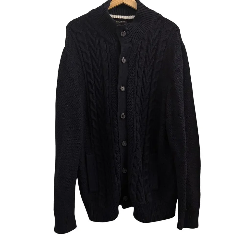 Banana Republic Fisherman‎ Knit Cotton Cardigan, Navy size XL